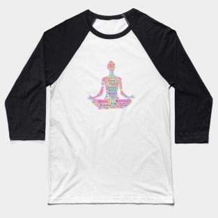 Yoga Excercise in Form Silhouette Shape Text Word Cloud Baseball T-Shirt